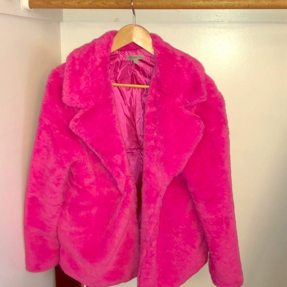 Fuzzy pink coat